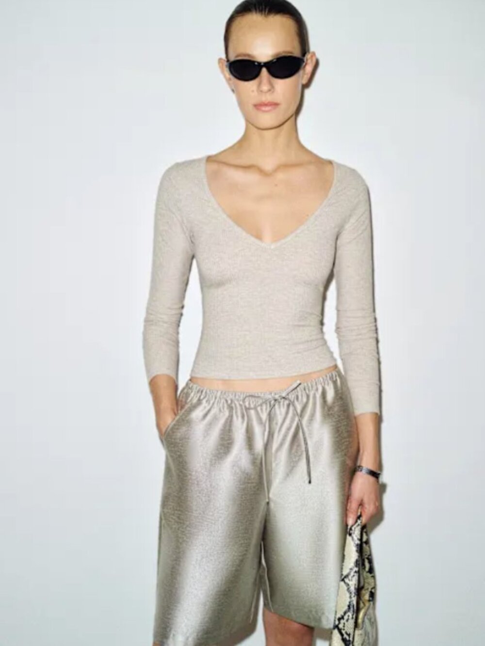 Reformation Sheri Ribbed Knit Long Sleeve Top